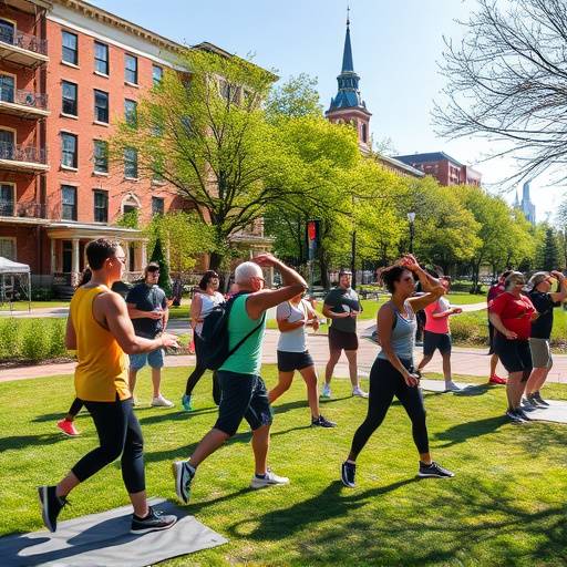A diverse group of people enjoying a healthy and active lifestyle outdoors in Philadelphia, PA