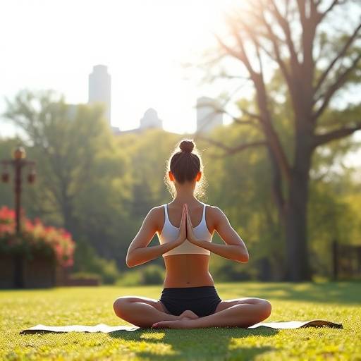 A person practicing yoga and meditation in a peaceful park setting in Philadelphia